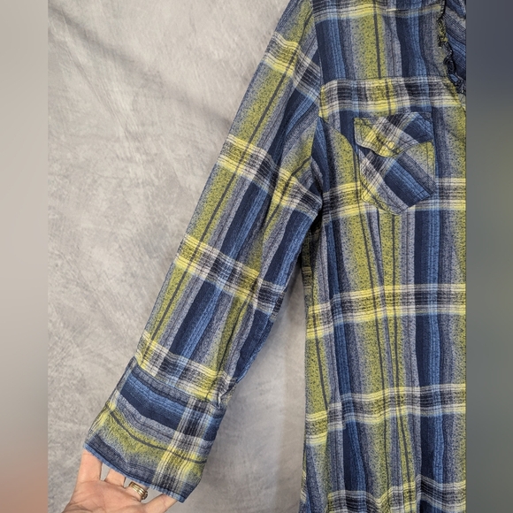 Stetson XL Plaid Cotton Dress With Snaps And Ruffles - Picture 5 of 10